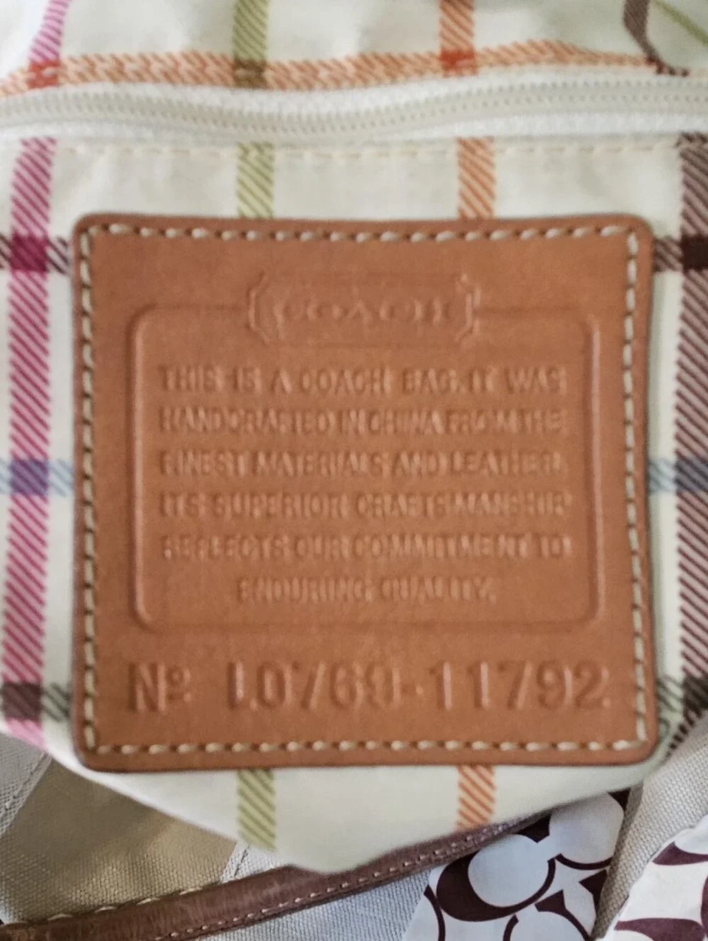 Coach Ltd Ed Heritage Canvas Leather Tote With Scarf, Tattersall Lining
